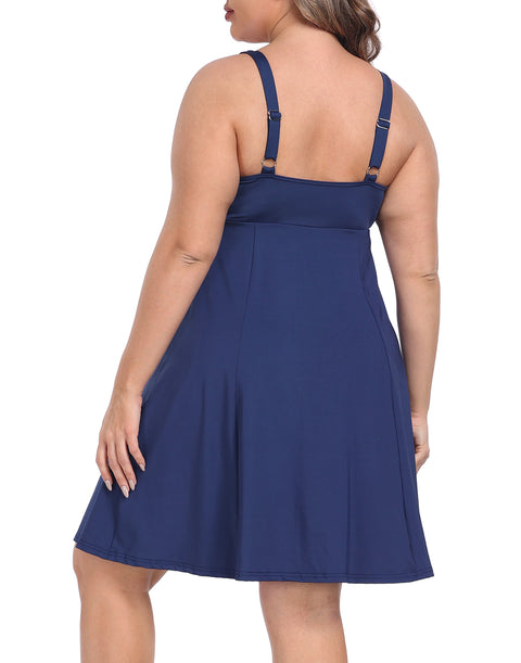 Plus Size Tennis Athletic Workout Dress with Built-in Shorts & Bra