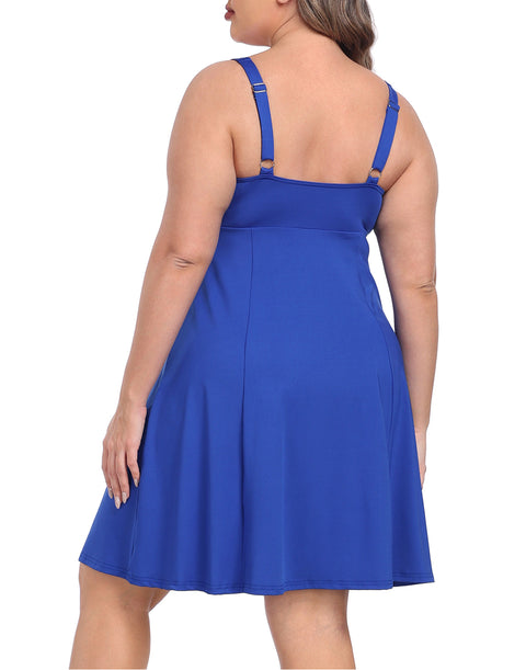 Plus Size Tennis Athletic Workout Dress with Built-in Shorts & Bra