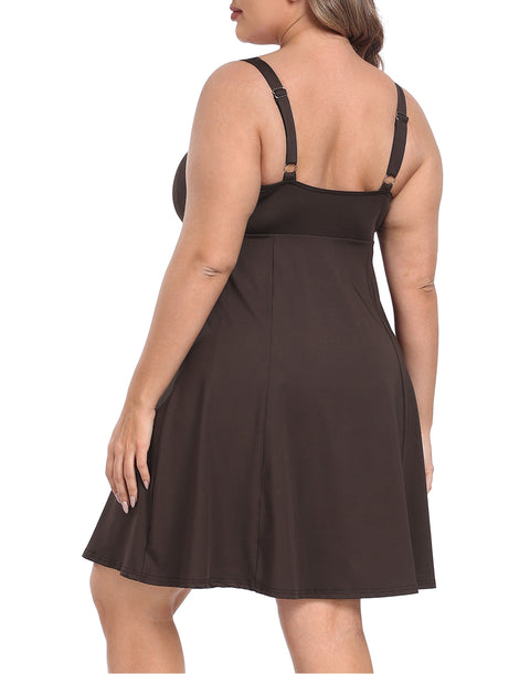 Plus Size Tennis Athletic Workout Dress with Built-in Shorts & Bra