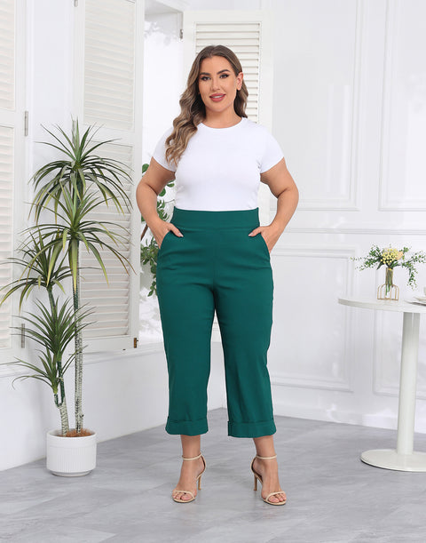 Womens Plus Size Pull On Capris with Pockets