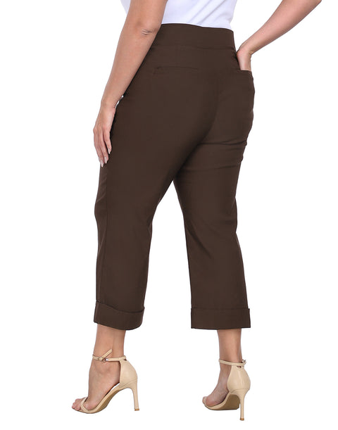 Womens Plus Size Pull On Capris with Pockets