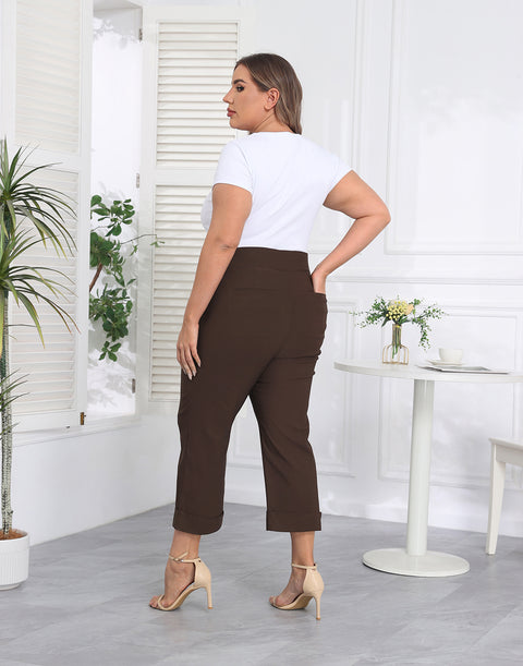 Womens Plus Size Pull On Capris with Pockets