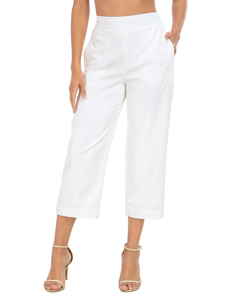 Pull On Linen Capri Pants