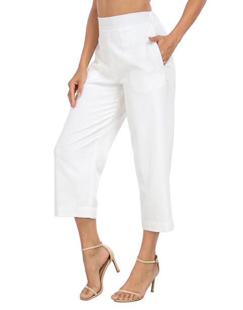 Pull On Linen Capri Pants