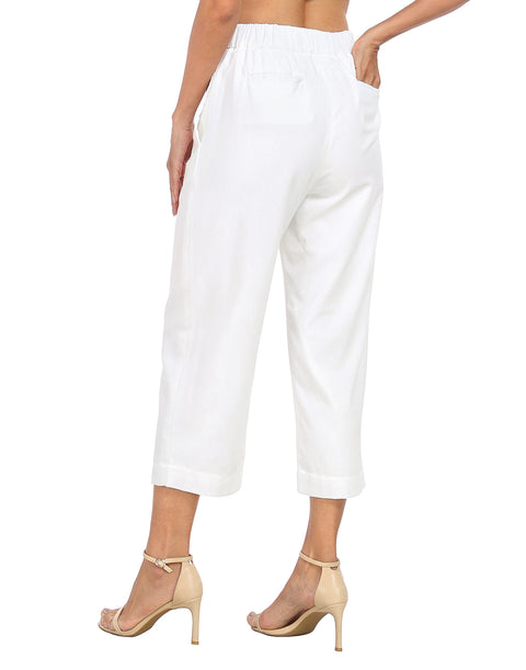 Pull On Linen Capri Pants