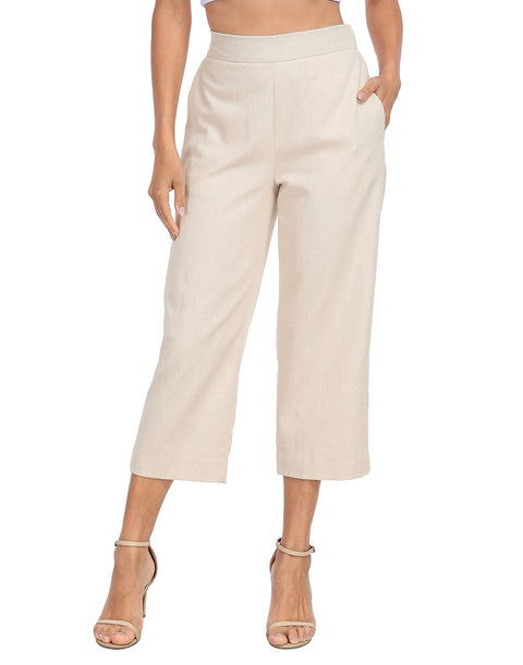 Pull On Linen Capri Pants