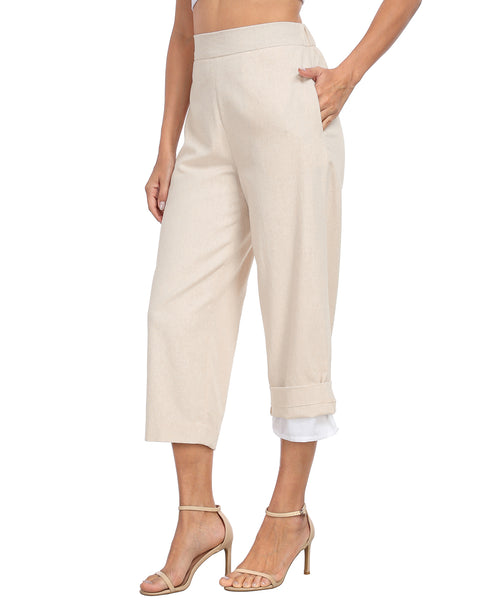 Pull On Linen Capri Pants