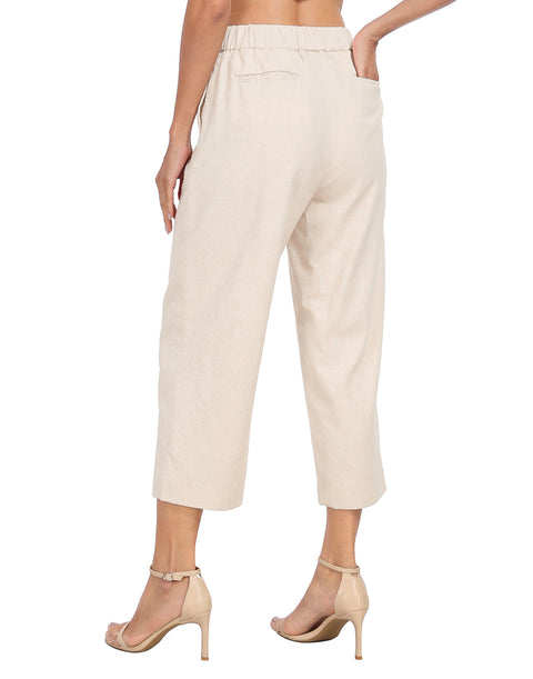 Pull On Linen Capri Pants