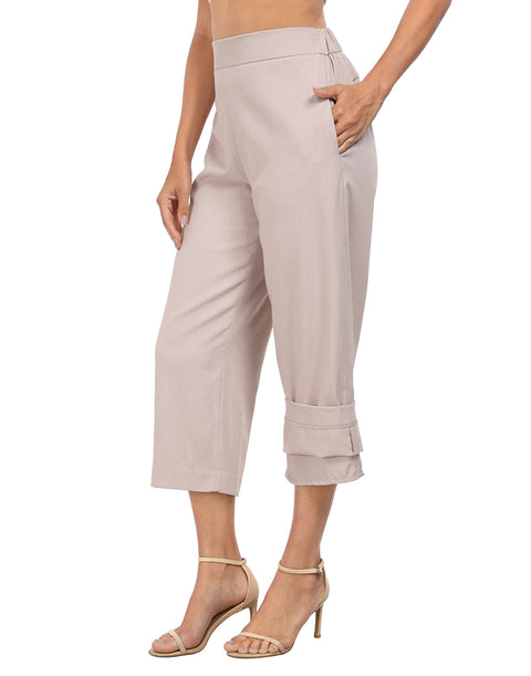 Pull On Linen Capri Pants