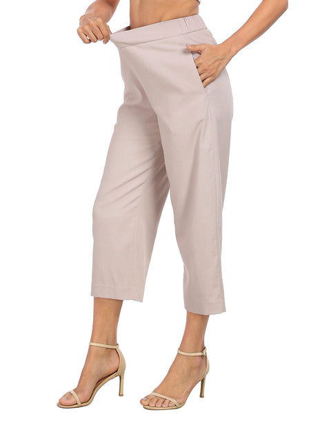 Pull On Linen Capri Pants