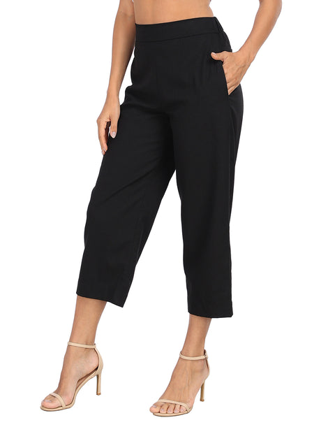 Pull On Linen Capri Pants