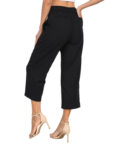 Pull On Linen Capri Pants