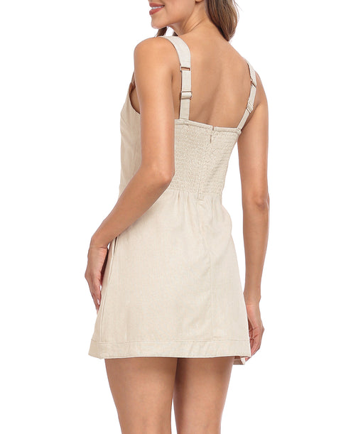 Linen Mini Dress with Pockets