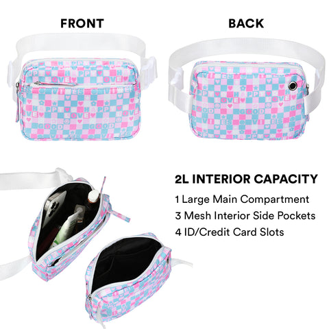 Cross Body Belt Bag 2L Fanny Pack with Adjustable Strap