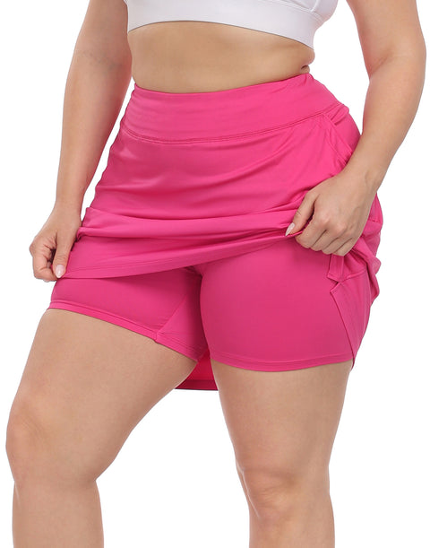 Plus Size Athletic Skort Golf Tennis Skirt with Bike Shorts & Pockets