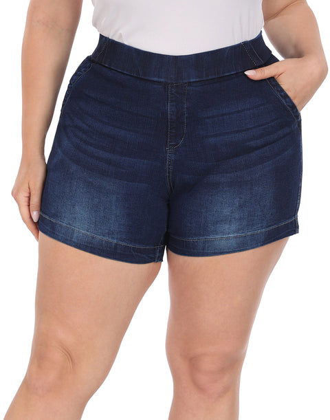 Women's Plus Size Jean Shorts High Waisted Stretch Denim