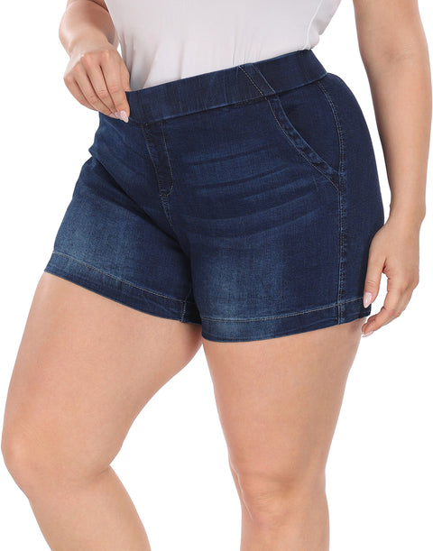 Women's Plus Size Jean Shorts High Waisted Stretch Denim