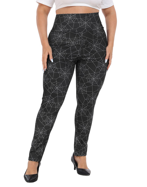 Plus Size High Waisted Halloween Graphic Leggings