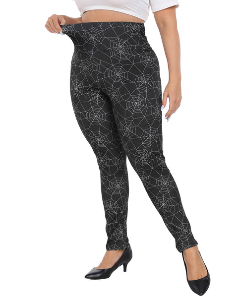 Plus Size High Waisted Halloween Graphic Leggings