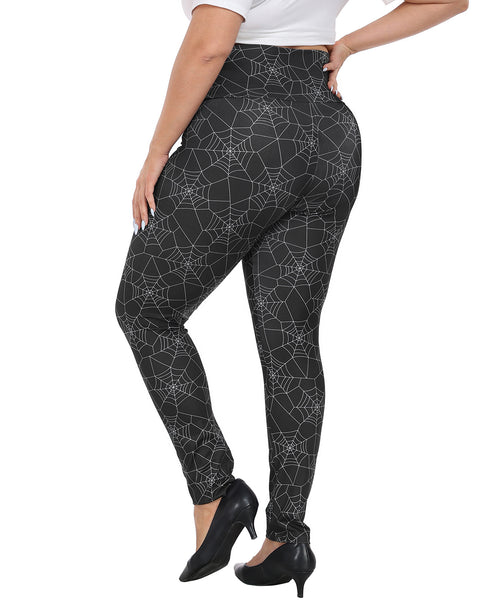 Plus Size High Waisted Halloween Graphic Leggings