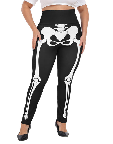 Plus Size High Waisted Halloween Graphic Leggings