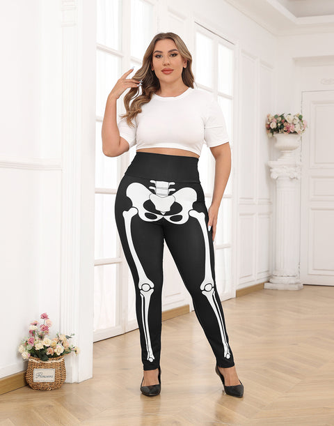 Plus Size High Waisted Halloween Graphic Leggings