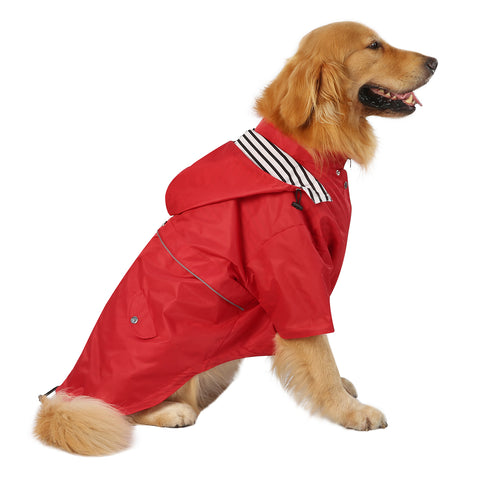 Double Layer Zip Up Dog Raincoat with Hood