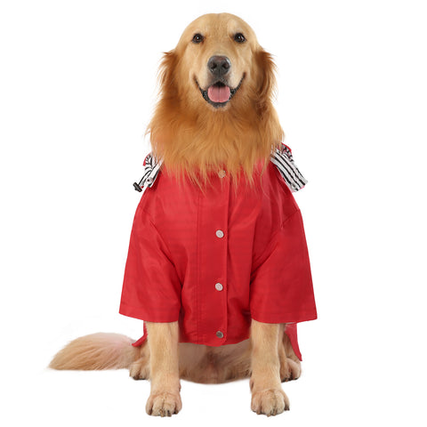 Double Layer Zip Up Dog Raincoat with Hood