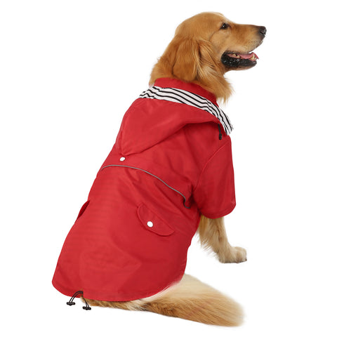 Double Layer Zip Up Dog Raincoat with Hood