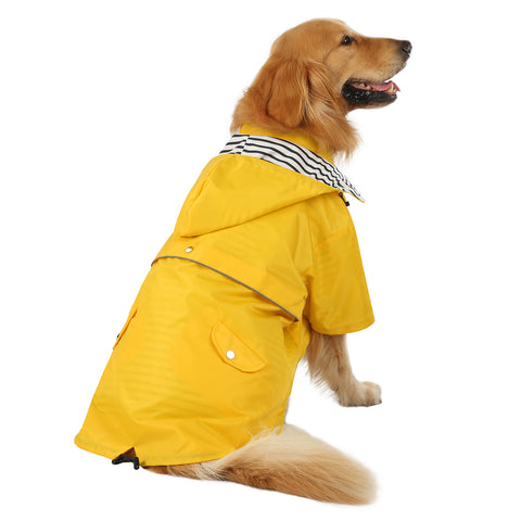 Double Layer Zip Up Dog Raincoat with Hood