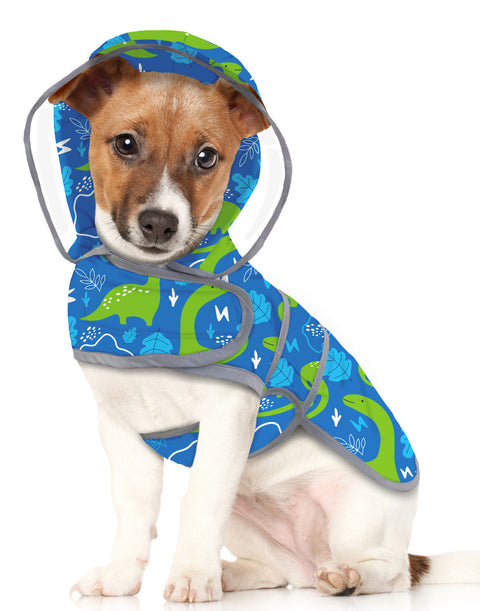 Dinosaurs Dog Raincoat with Clear Hood