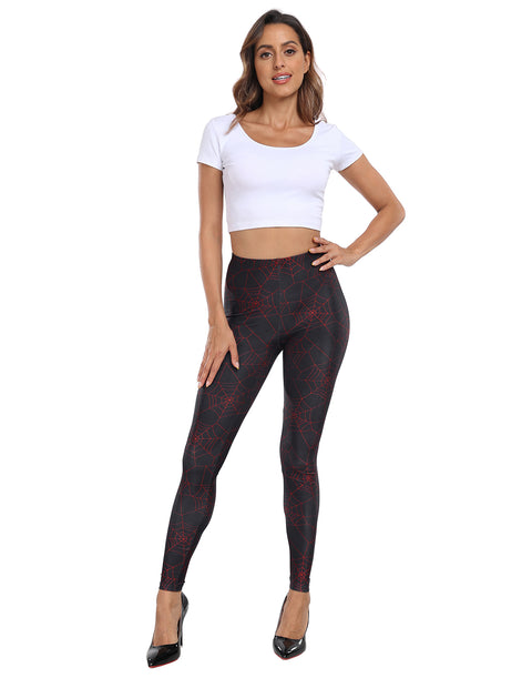 Graphic Red Spiderweb Workout Leggings