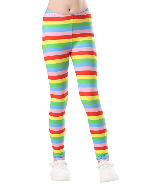 Girl's Bright Rainbow Stripes Ultra Soft Leggings