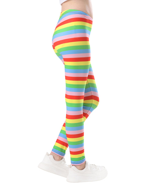 Girl's Bright Rainbow Stripes Ultra Soft Leggings