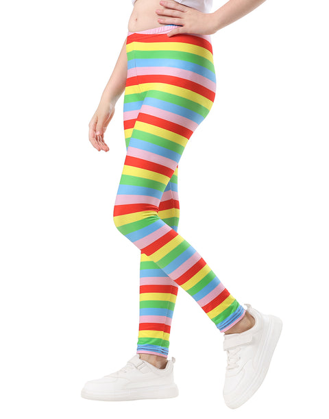 Girl's Bright Rainbow Stripes Ultra Soft Leggings