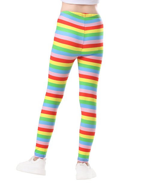 Girl's Bright Rainbow Stripes Ultra Soft Leggings