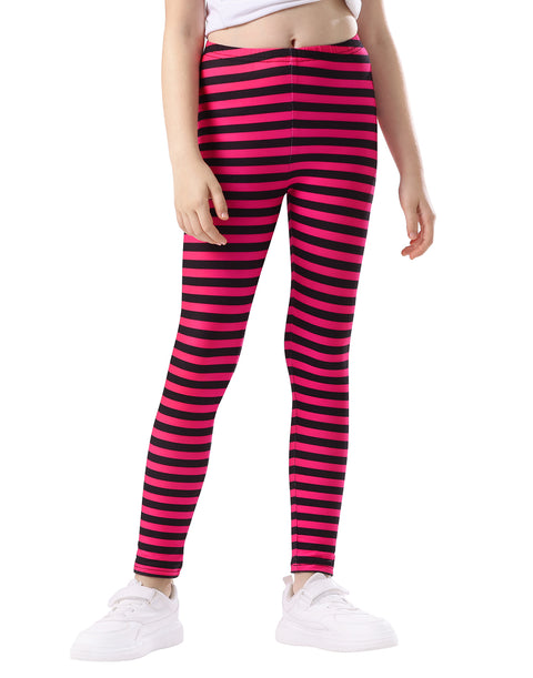 Girl's Pink and Black Stripes Ultra Soft Leggings