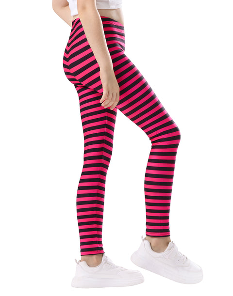 Girl's Pink and Black Stripes Ultra Soft Leggings