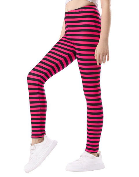 Girl's Pink and Black Stripes Ultra Soft Leggings