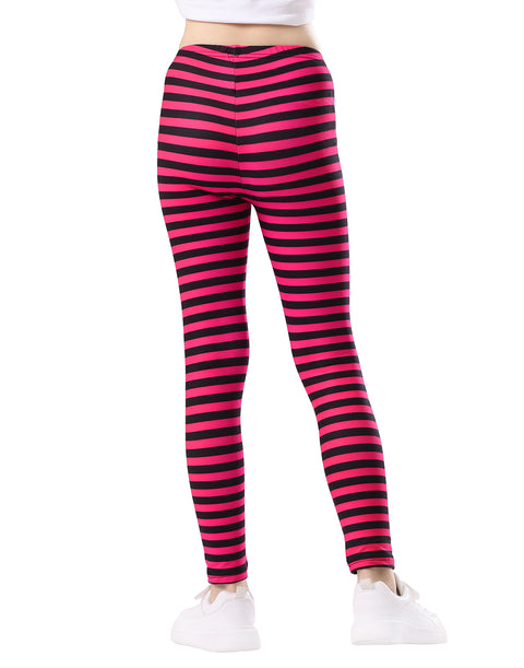 Girl's Pink and Black Stripes Ultra Soft Leggings