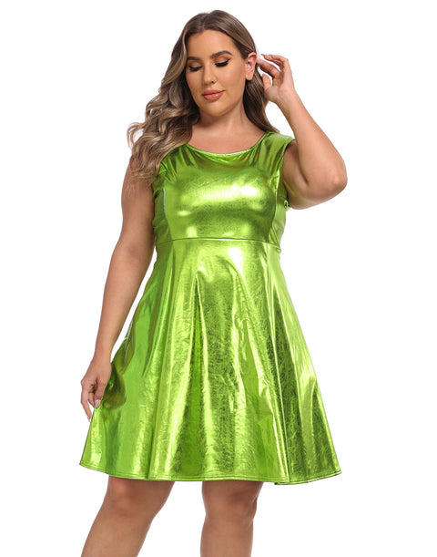 Plus Size Metallic Skater Dress