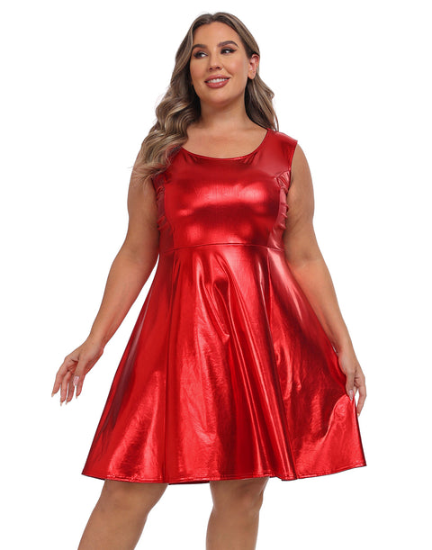 Plus Size Metallic Skater Dress