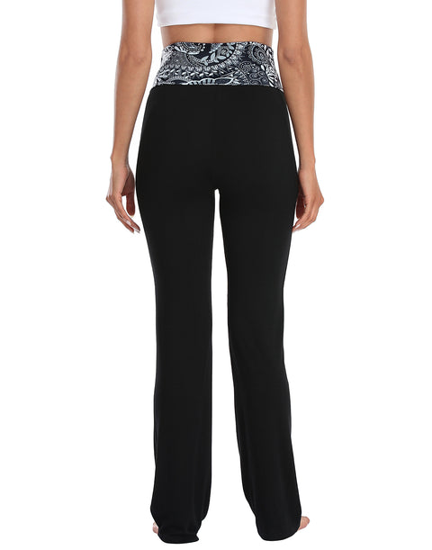 Black Paisley Waistband Folded Waist Lounge Pants