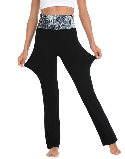 Black Paisley Waistband Folded Waist Lounge Pants