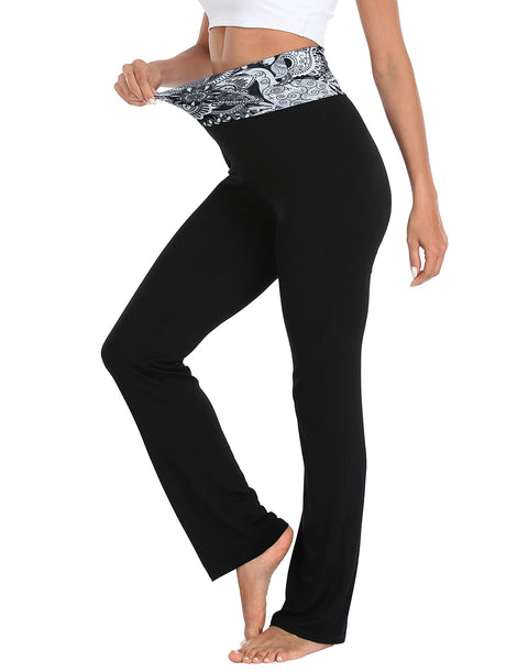 Black Paisley Waistband Folded Waist Lounge Pants