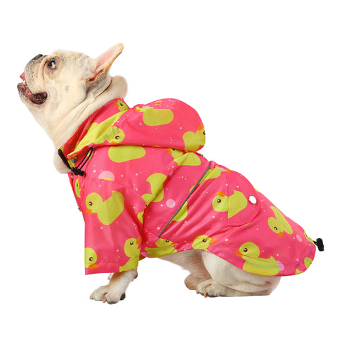 Pink Ducks Dog Double Layer Zip Up Dog Raincoat With Hood