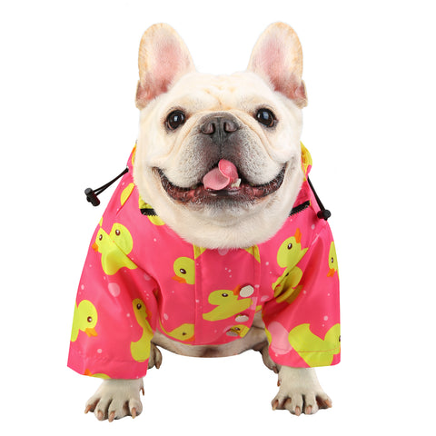 Pink Ducks Dog Double Layer Zip Up Dog Raincoat With Hood