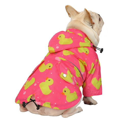 Pink Ducks Dog Double Layer Zip Up Dog Raincoat With Hood