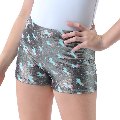 Unicorn Stars Gymnastics Dance Shorts for Girls