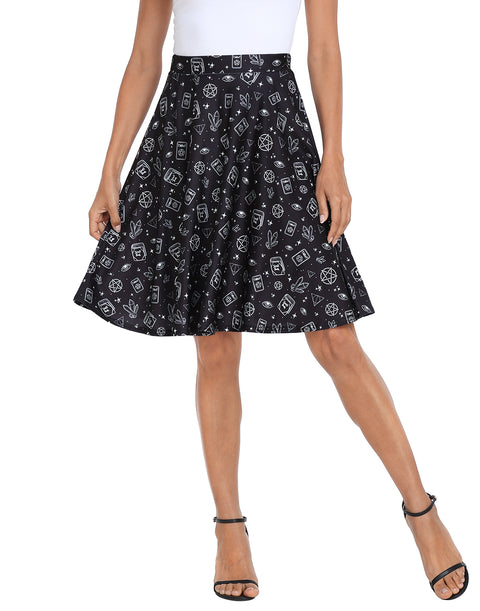 Witch Spells Midi Skater Skirt